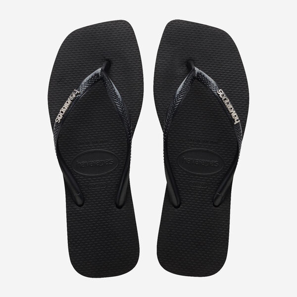 Tong Havaianas Square Logo Metallic Black