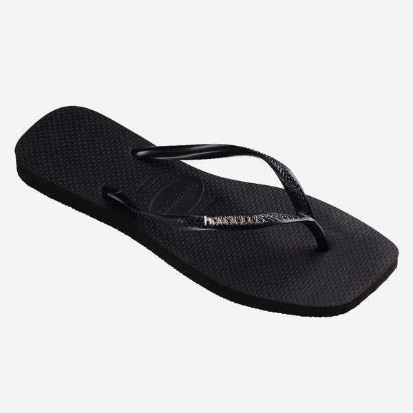 Tong Havaianas Square Logo Metallic Black