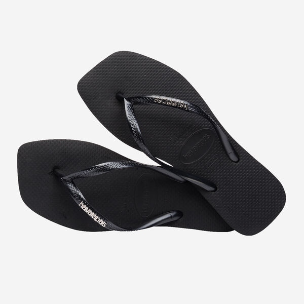 Tong Havaianas Square Logo Metallic Black
