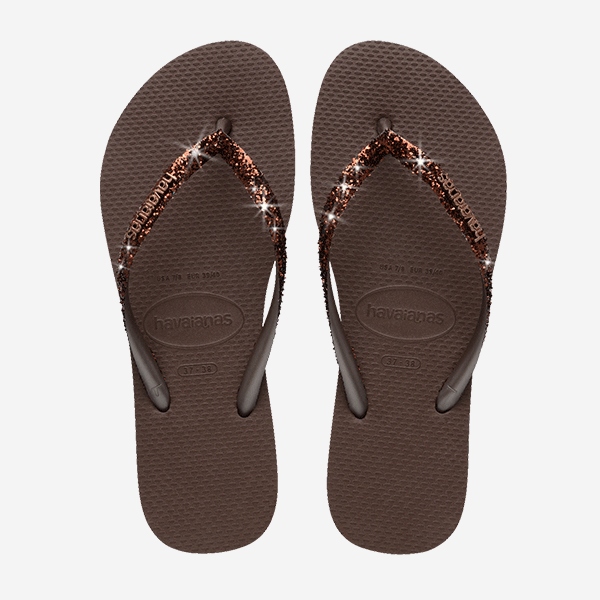 Tong Havaianas Slim Glitter II Dark Brown